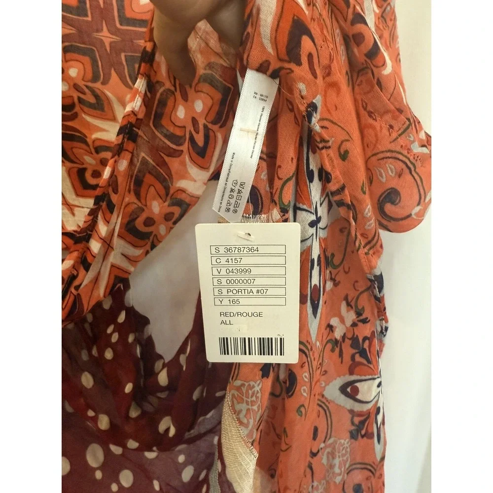 Anthropologie Boho Western Scarf Loop Infinity Moroccan Adair Red Rouge NWT